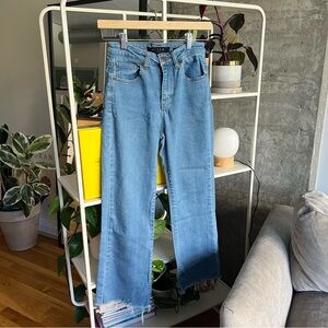 Risen ankle crop bootcut denim